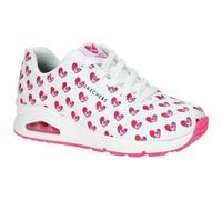 Skechers Sneaker UNO-LIVE COLORFULLY Lederimitat weiß/rosa Herzen-Print Schnürer Gr. 41