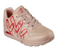 Sneaker SKECHERS "UNO DRIPPING IN LOVE" Gr. 38, beige (beige, rot) Damen Schuhe Modernsneaker Sneaker low Sommerschuhe mit Herzen-Graffity-Print (16010111-38)