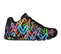 SKECHERS Uno Hoghlight Love Sneaker - Damen - Black And Multi Heart Print Duraleather in Größe 39