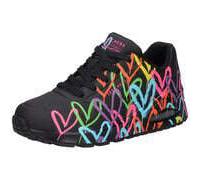 Skechers Damen James Goldcrown UNO-Highlight Love Sneaker, Black and Multi Heart Print Duraleather/Bla, 41 EU
