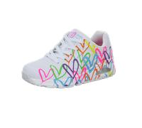 Sneaker SKECHERS "UNO - HIGHLIGHT LOVE" 38, bunt Damen Schuhe Schnürhalbschuh mit farbenfrohen Herzchen-Print 38 weiß, multi