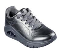 Sneaker SKECHERS "UNO ICON - LUSTROUS AIR", Damen, Gr. 39, grau, Leder, metallic, modisch, Schuhe, Keilsneaker, Plateausneaker, Schnürschuh im Metallic Look (90143807-39) grau