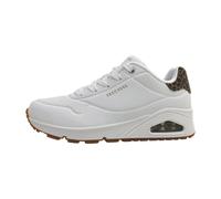 Skechers UNO Jungle Nite-Sneaker für Damen, Weißes Durabuck Leopardenmuster Wildleder Mesh Tri, 40 EU