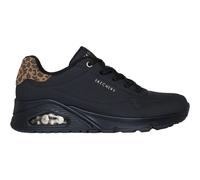 Skechers Damen Uno Jungle Nite Turnschuhe, Black Durabuck/ Leopard Printed Suede/ Mesh T, 39.5 EU