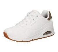 Skechers Damen UNO Jungle Nite Sneaker, White Durabuck/Leopard Printed Suede/Mesh Tri, 36 EU