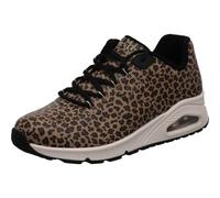 Sneaker SKECHERS "UNO-KAT-NEATO", Damen, Gr. 38, braun (braun, leo), Lederimitat, animal-print, sportlich, Schuhe, Leo Sneaker, Schnürschuh mit Air-Cooled Memory Foam (61198367-38) braun, leo