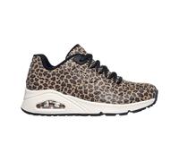 Sneaker SKECHERS "UNO-KAT-NEATO", Damen, Gr. 39, braun (braun, leo), Lederimitat, animal-print, sportlich, Schuhe, Leo Sneaker, Schnürschuh mit Air-Cooled Memory Foam, Topseller (61198367-39) braun, l
