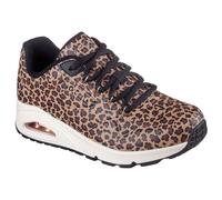 Sneaker SKECHERS "UNO-KAT-NEATO", Damen, Gr. 38, braun (braun, leo), Lederimitat, animal-print, sportlich, Schuhe, Leo Sneaker, Schnürschuh mit Air-Cooled Memory Foam (61198367-38) braun, leo