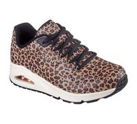 Sneaker SKECHERS "UNO-KAT-NEATO", Damen, Gr. 38, braun (braun, leo), Lederimitat, animal-print, sportlich, Schuhe, Leo Sneaker, Schnürschuh mit Air-Cooled Memory Foam (61198367-38) braun, leo