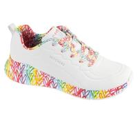 Skechers UNO Lite - Exuberant Hearts 177976-WMLT, Damen, Sneaker, White Durabuck/Multi Colored Midsole and Lining Print Trim, 38.5 EU