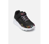Skechers Sneaker UNO LITE Kinder Gr. 30 Schwarz/Multi Klett mit bunten Herzen Lederimitat