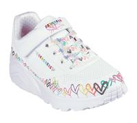 Skechers Sneaker UNO LITE Mädchen Lederimitat Klettverschluss bunte Herzen Weiß Gr. 31