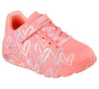 Skechers UNO Lite Love Levitate Sneaker, Coral Synthetic/Multi Trim, 34 EU
