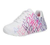Sneaker SKECHERS "UNO LITE", Mädchen, Gr. 35, bunt (weiß, pink), Lederimitat, kontrastfarbene Details, Schuhe Sneaker, Schnürschuh, Freizeitsneaker, Grössenschablone zum Download (90289963-35) weiß, p