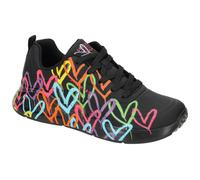 Skechers Uno Lite Schuhe schwarz bunte Herzen 177977 - Größe 38