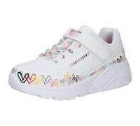Sneaker SKECHERS "UNO LITE", Kinder, Gr. 29, bunt (weiß, multi), Lederimitat, kontrastfarbene Details, sportlich, Schuhe, Klettschuh mit bunten Herzen, Größenschablone zum Download (11191153-29) weiß,