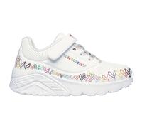 Skechers Kinder Sneaker UNO LITE – Lederimitat, Klettschuh mit bunten Herzen, Weiß/Multi, Gr. 27