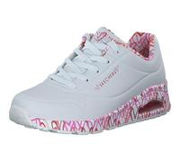 Skechers Damen-Sneaker UNO Loving Love – Weiß Durabuck/Rot-Pink Mesh – Größe 39,5 EU