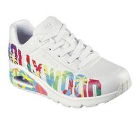Keilsneaker SKECHERS "UNO-ONE FOR STARS" Gr. 38, weiß (weiß, kombiniert) Damen Schuhe Sneaker mit HOLLYWOOD-Schriftzug, Freizeitschuh, Halbschuh, Schnürschuh (25605262-38)