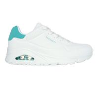 Skechers Damen Uno Pop Back Sneakers, White Durabuck Mint Suede Trim, 40 EU