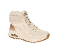 Skechers Stiefeletten Uno Rugged – Beige Durabuck, Gold-Metallic, Kunstfellkragen, Damen 37 EU