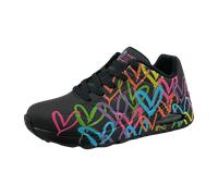 SKECHERS Uno Hoghlight Love Sneaker - Damen - Black And Multi Heart Print Duraleather in Größe 36
