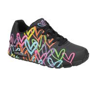 Sneaker SKECHERS "UNO - HIGHLIGHT LOVE", Damen, Gr. 36, bunt (schwarz, multi), Lederimitat, Textil, kontrastfarbene Details, Schuhe Sneaker, Freizeitschuh, Halbschuh, Schnürschuh mit Herzchen-Print (7