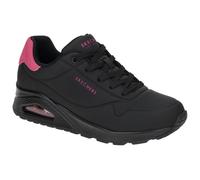 Skechers Damen UNO Pop Back Sneaker, Black Durabuck/Hot Pink Suede Trim, 39 EU