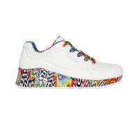 Skechers Uno Schuhe weiß bunt Tropfen-Print 177959 für Damen, weiß, Größe 40 ½ EU