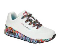 Sneaker SKECHERS "UNO", Gr. 39, bunt (weiß, bunt), Lederimitat, kontrastfarbene Details, Schuhe Sneaker, Plateausneaker, Schnürschuh mit Keilabsatz, Topseller (60635904-39)