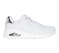 Slip-On Sneaker SKECHERS "UNO SHIMMER AWAY" Gr. 42, silberfarben (weiß, silberfarben) Damen Schuhe Bestseller (75692159-42) weiß, silberfarben
