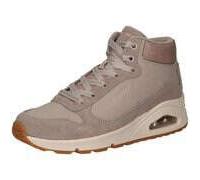 Keilsneaker SKECHERS "UNO-STACRE SHINE", Damen, Gr. 42, grau (taupe), Veloursleder, Lederimitat, Textil, casual, Schuhe, High Top Sneaker, Schnürboots mit Luftkammern Sohle (14415247-42) taupe