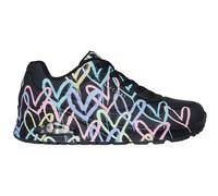 Skechers UNO Spread The Love Damen-Sneaker, Schwarz, Lila, Türkis, Durabuck, schwarzes Netzgewebe, 36 EU