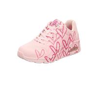 Skechers UNO Spread The Love Damen-Sneaker, Pink W Mehrfarbiger Herzaufdruck Durabuck Mesh, 36 EU