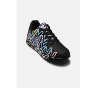 Skechers UNO Spread The Love Damen-Sneaker, Schwarz, Lila, Türkis, Durabuck, schwarzes Netzgewebe, 36 EU
