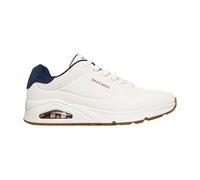 Skechers UNO Stand on Air Sneaker für Jungen, Weißes Durabuck marineblaues Wildleder, roter Netzbesatz, 43 EU