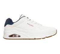 Skechers UNO Stand on Air Sneaker für Jungen, Weißes Durabuck marineblaues Wildleder, roter Netzbesatz, 43 EU