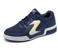 Skechers Herren Viper Court Classic Sneaker, Navy Leather/Synthetic/Textile/Yellow Trim, 41 EU