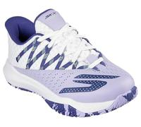 Skechers Viper Court Rally Damen-Sneaker, Weißes Leder, lila Netzstoff, 38 EU