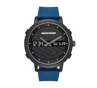 Skechers Herrenuhr Lawndale, AnaDigi Uhrwerk, 46mm Gehäuse aus schwarzer Legierung mit Silikonarmband, SR5072