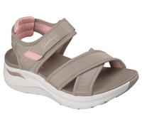 Skechers Arch Fit 2.0 Sandal - Feelin' Bright in Grau/Rot, Größe 36, Vegan, in der Maschine waschbar