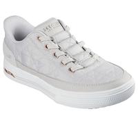 Slip-On Sneaker SKECHERS "ARCH FIT ARCADE-CUDDLE STEPS", Herren, Gr. 39, sanftes weiß, Lederimitat, Nylon, Veloursleder, gesteppt, Schuhe, Slipper, Schlupfschuh, Freizeitsneaker mit elastischen Schnür