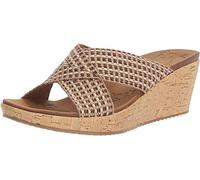 Skechers Women's Beverlee-Delighted Wedge Sandal Natural 8 Wide