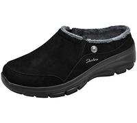 Skechers Women's Easy Going - Latte - Twin Gore Slip-On Open Back Mule, Black/Grey, 10 M US