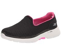 Skechers Women's GO Walk 6 Big Splash Sneaker, Schwarz/Heißrosa, 35 EU