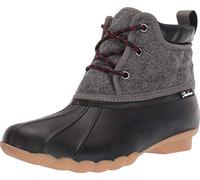 Skechers Women's Pond-Lil Puddles-Mid Quilted Lace Up Duck Boot with Waterproof Outsole Rain, Schwarz/Dunkelgrau, 39 EU
