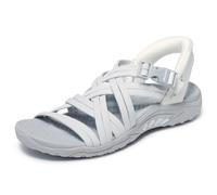 Skechers Women's Reggae-Morning Light Slide Sandal, Weiß/Grau, 36.5 EU