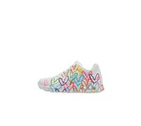 Skechers Damen UNO Highlight Love Sneaker, White and Multi Heart Print Duraleather/WHI, 36 EU