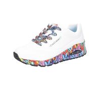Skechers Damen Sneaker UNO RAVAGED Love Plateausneaker Lederimitat Weiß/Bunt Größe 36