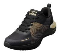 Slip-On Sneaker SKECHERS "SNOOP ACE-CYBER WALKER", Herren, Gr. 43, schwarz, goldfarben, Lederimitat, Textil, kontrastfarbene Details, Schuhe, Schnürschuh, Sportschuh, Snoop Sneaker zum Schlupfen (9919